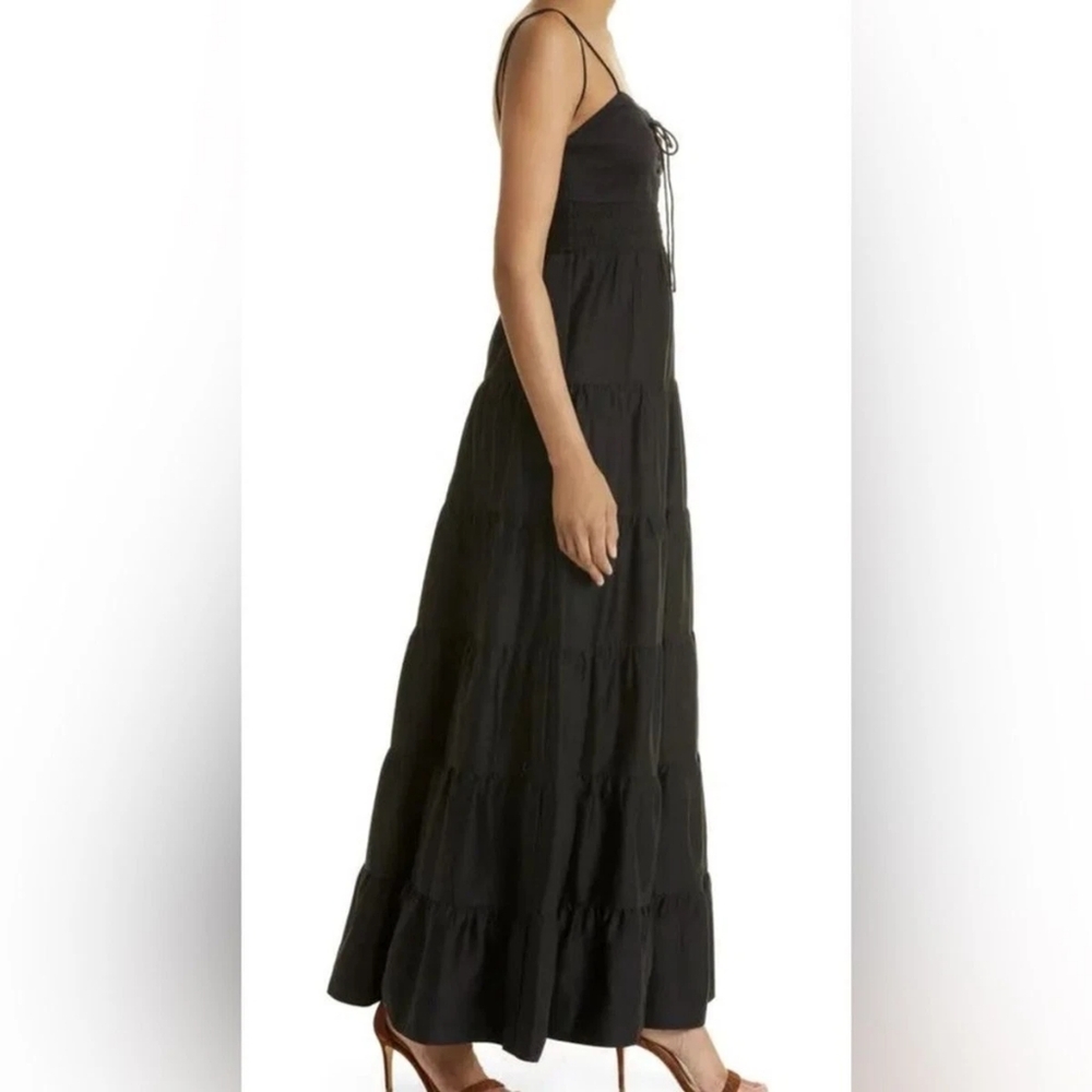 Alice + Olivia JORI Spaghetti Strap Tiered Maxi Classic Black Dress